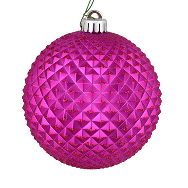  Vickerman N188570D 4" Fuchsia Durian Glitter Ball 6/Bag