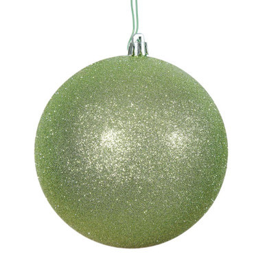 Vickerman N591054DG 4" Celadon Glitter Ball Drilled 6/Bag