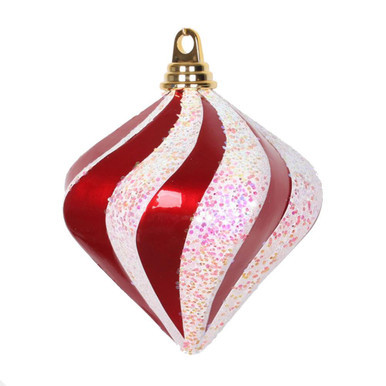Vickerman M133273 6" Red-White Candy Glitter Swirl Diamond