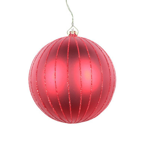  Vickerman MT211503D 4" Red Matte Glitter Ball Ornament 4/bag