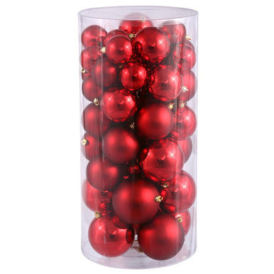 Vickerman N112403A 2.4"-3"-4" Red Balls Shiny/Matte 50/Box