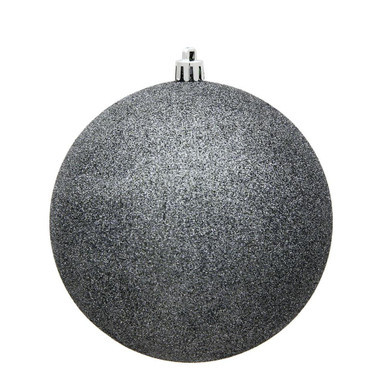 Vickerman N592087DG 8" Pewter Glitter Ball Drilled Cap