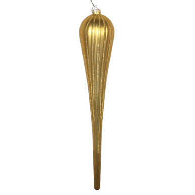 Vickerman MT195108D 15.75" Gold Glitter Drop Ornament 2/Bag