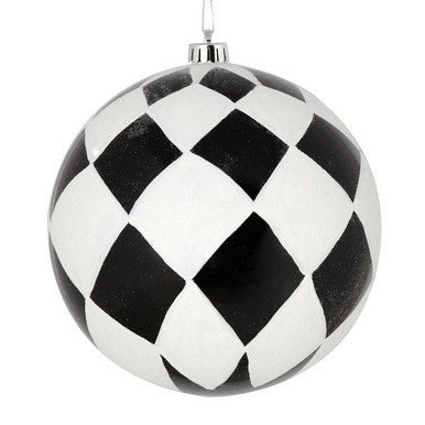  Vickerman N180617 6" Black Ball White Diamond Glitter 3/Bx