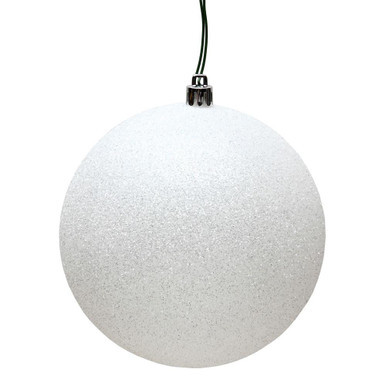  Vickerman N591211DG 4.75" White Glitter Ball Drilled 4/Bag