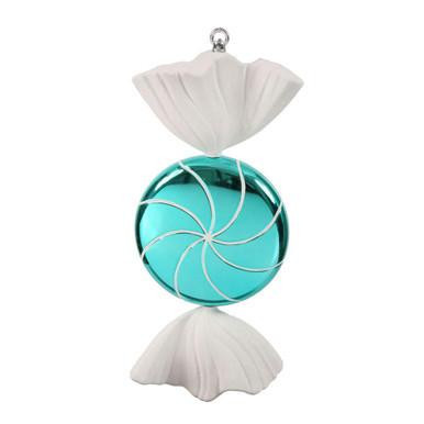  Vickerman M110707 - Turquoise White Candy Ornament 