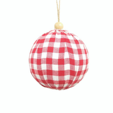  Vickerman MC210541 5" Red/White Plaid Cloth Ball Orn 2/box