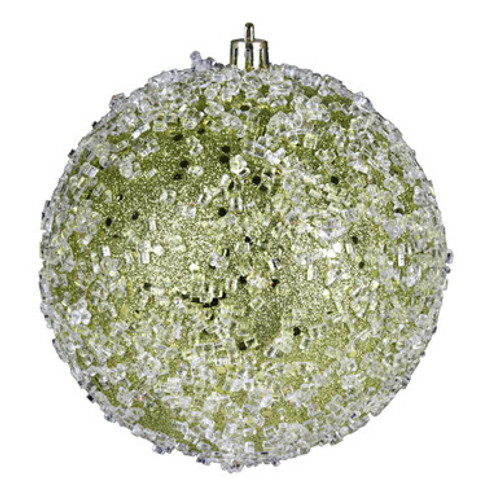  Vickerman N190373D 6" Lime Glitter Hail Ball 4/Bag
