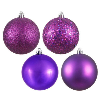  Vickerman N590626 2.4" Plum 4 Finish Ball Asst 24/Bx