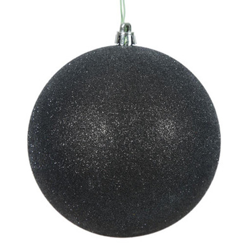  Vickerman N591217DG 4.75" Black Glitter Ball Drilled 4/Bag