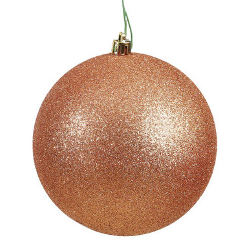  Vickerman N593058DG 12" Rose Gold Glitter Ball Drilled Cap