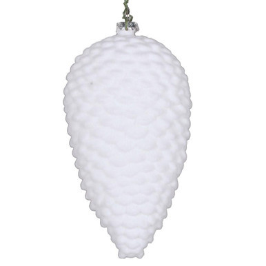  Vickerman MT195611D 5" White Flocked Pinecone Ornament 4/Bag