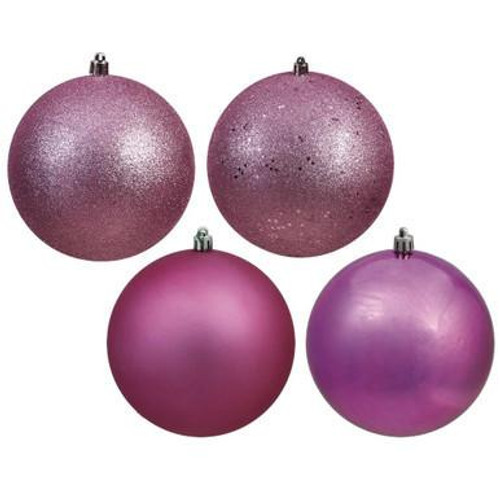  Vickerman N591245A - 4.75 Inch Mauve 4-Finish Ball Ornament - 4 Pack 