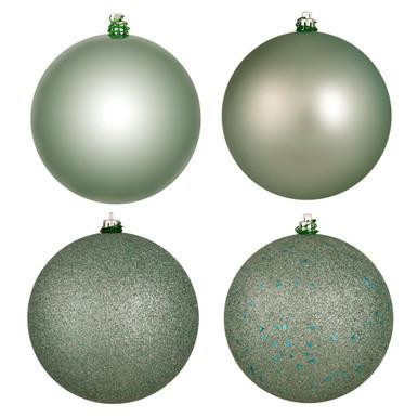 Vickerman N591240A - 4.75 Inch Frosty Mint 4 Finish Ball Ornament Assortment - 4 Pack