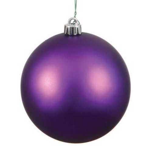 Vickerman N591526DMV - 6 Inch Plum Matte Ball Ornament - 4 Pack 