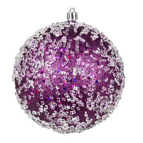 Vickerman N190126D - 4 inch Plum Ball Ornament - 6 Pack 