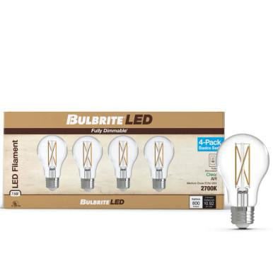  Bulbrite 776226 – Warm White - 7W Clear Filament A19 Bulb – Dimmable – 4 Pack 