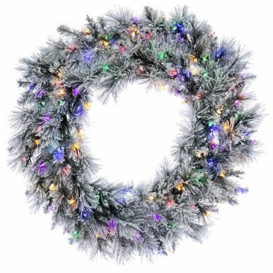 Vickerman 36" Green White Artificial Wreath with LED Lights - Vickerman G225738LED