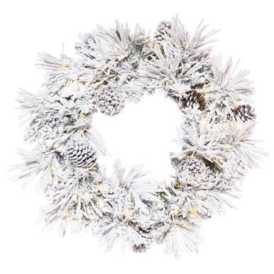 Vickerman 30" Flocked White on Green Pine Artificial Wreath with LED Lights - Vickerman K171231LED