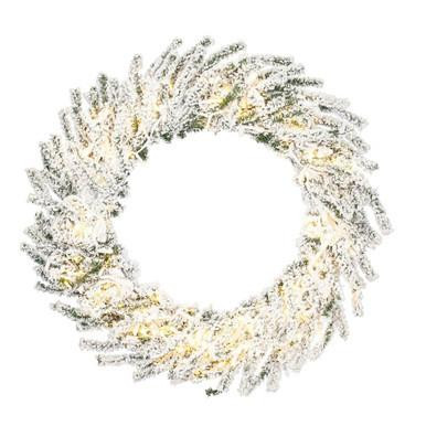 Vickerman 30" White Artificial Wreath with LED Lights - Vickerman K226231LED