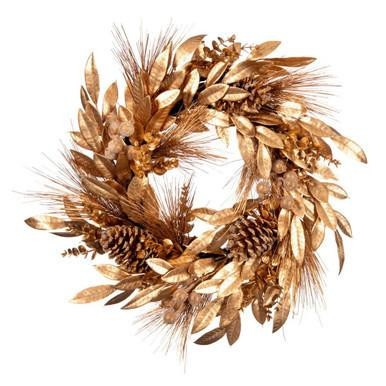 Vickerman EH213008 – 24" Gold Pinecone Needle Berry Artificial Wreath