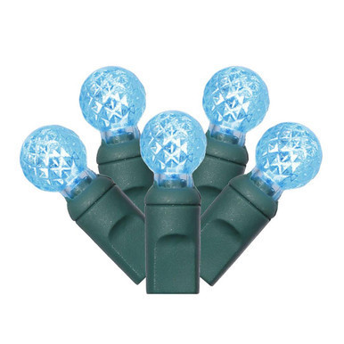 X6G9532 Vickerman - 25 ft 50-Light Outdoor Teal LED G12 Christmas Light String - Green Wire