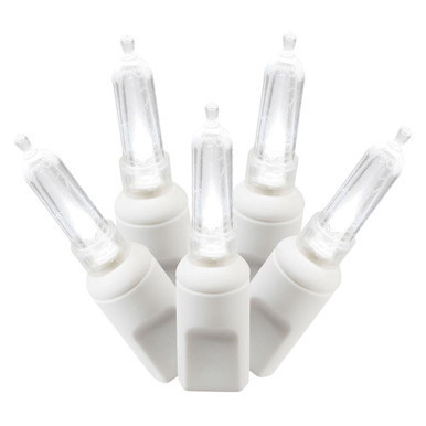 X6W7509PBG Vickerman - 25 ft 50-Light Outdoor Pure White LED Mini Christmas Light String - White Wire