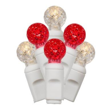X6W9525 Vickerman - 25 ft 50-Light Outdoor Red Warm White LED G12 Christmas Light String - White Wire