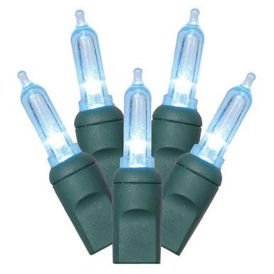 X6G7532 Vickerman - 25 ft 50-Light Outdoor Teal LED Mini Christmas Light String - Green Wire