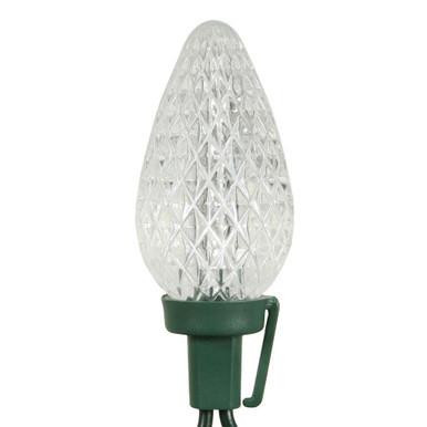 X8GC929 Vickerman - 16 ft 25-Light Outdoor Pure White LED C9 Christmas Light String - Green Wire