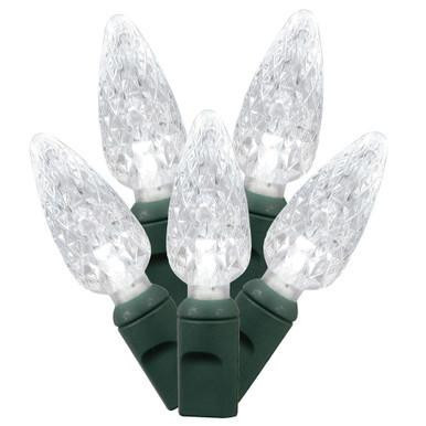 X6G8509PBG Vickerman - 25 ft 50-Light Outdoor Pure White LED C6 Christmas Light String - Green Wire