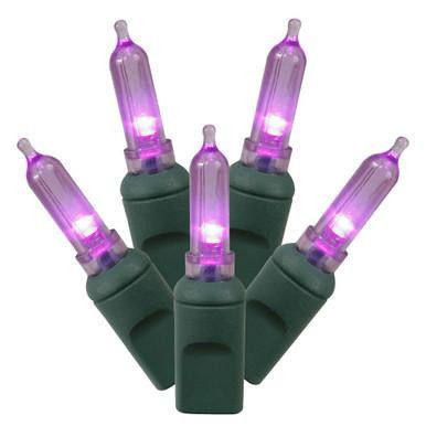 X6G7506 Vickerman - 25 ft 50-Light Outdoor Purple LED Mini Christmas Light String - Green Wire