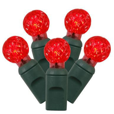 X6G9503 Vickerman - 25 ft 50-Light Outdoor Red LED G12 Christmas Light String - Green Wire