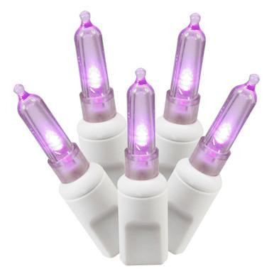 X6W7506 Vickerman - 25 ft 50-Light Outdoor Purple LED Mini Christmas Light String - White Wire