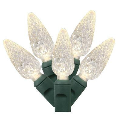 X6G8501PBG Vickerman - 25 ft 50-Light Outdoor Warm White LED C6 Christmas Light String - Green Wire