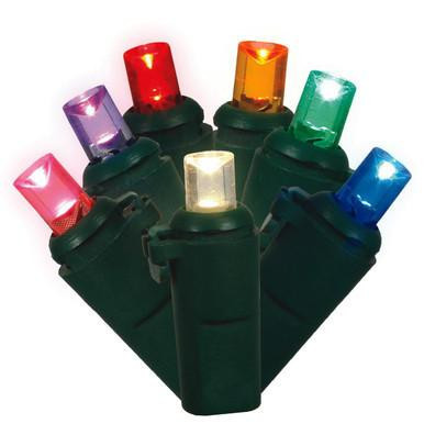 X6G6700T Vickerman - 25 ft 50-Light Outdoor Multi Color LED Wide Angle Christmas Light String - Green Wire