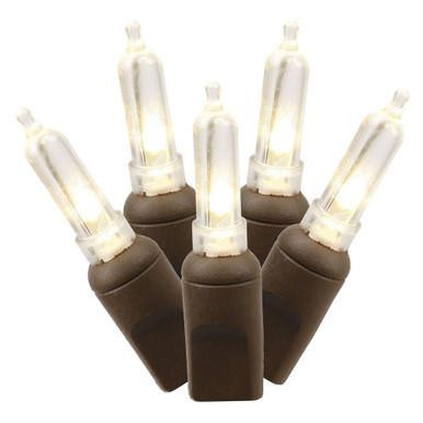 X6B7501 Vickerman - 25 ft 50-Light Outdoor Warm White LED Mini Christmas Light String - Brown Wire