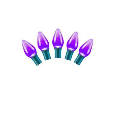 X8GC756 Vickerman - 16 ft 25-Light Outdoor Purple LED C7 Christmas Light String - Green Wire