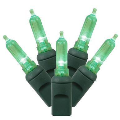 X6G7504 Vickerman - 25 ft 50-Light Outdoor Green LED Mini Christmas Light String - Green Wire