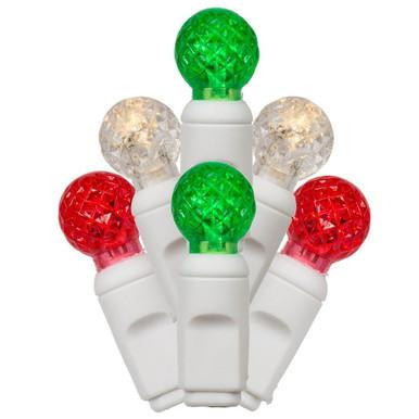 X6W9524 Vickerman - 25 ft 50-Light Outdoor Red Warm White Green LED G12 Christmas Light String - White Wire
