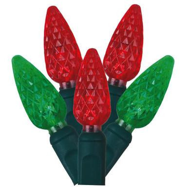 X6G8523 Vickerman - 25 ft 50-Light Outdoor Red Green LED C6 Christmas Light String - Green Wire