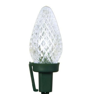 X8GC729 Vickerman - 16 ft 25-Light Outdoor Pure White LED C7 Christmas Light String - Green Wire