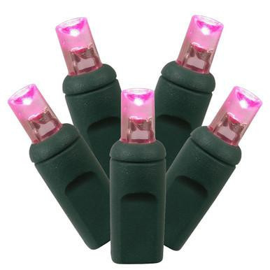 X6G6510 Vickerman - 25 ft 50-Light Outdoor Pink LED Wide Angle Christmas Light String - Green Wire