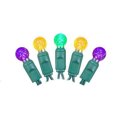 X6G9567 Vickerman - 25 ft 50-Light Outdoor Purple Gold Green LED G12 Christmas Light String - Green Wire