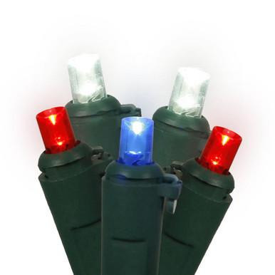 X6G2721CSA Vickerman - 35 ft 70-Light Outdoor RedWhiteBlue LED Wide Angle Christmas Light String - Green Wire