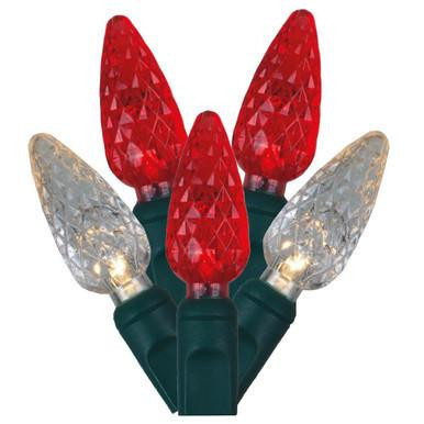 X6G8525 Vickerman - 25 ft 50-Light Outdoor Red Warm White LED Christmas Light String - Green Wire
