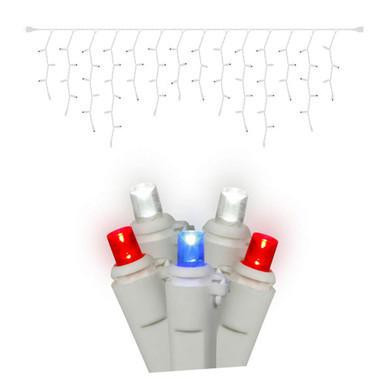  Vickerman X6W3321 - Red White Blue LED Wide Angle Christmas Lights - White Wire 
