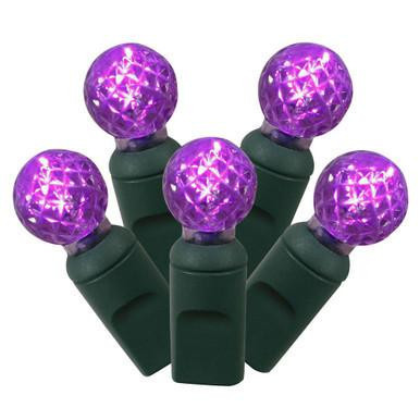 X6G9506 Vickerman - 25 ft 50-Light Outdoor Purple LED G12 Berry Christmas Light String - Green Wire