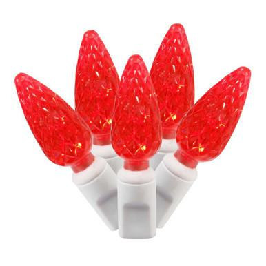 X4W8103 Vickerman - 34 ft 100-Light Outdoor Red LED C6 Christmas Light String - White Wire