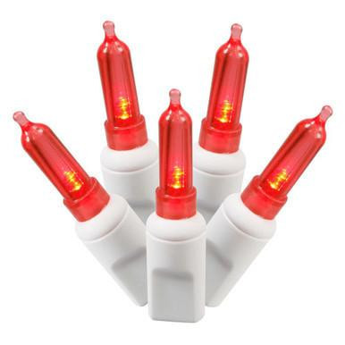 X6W7503 Vickerman - 25 ft 50-Light Outdoor Red LED Mini Christmas Light String - White Wire